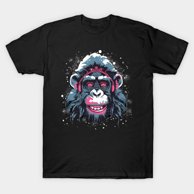 Snow Monkey Smiling T-Shirt by JH Mart